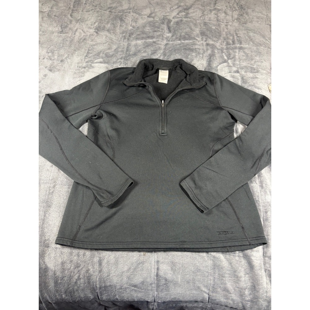 Patagonia Womens Capilene 4 Expedition Weight Quarter Zip Pullover Black Large